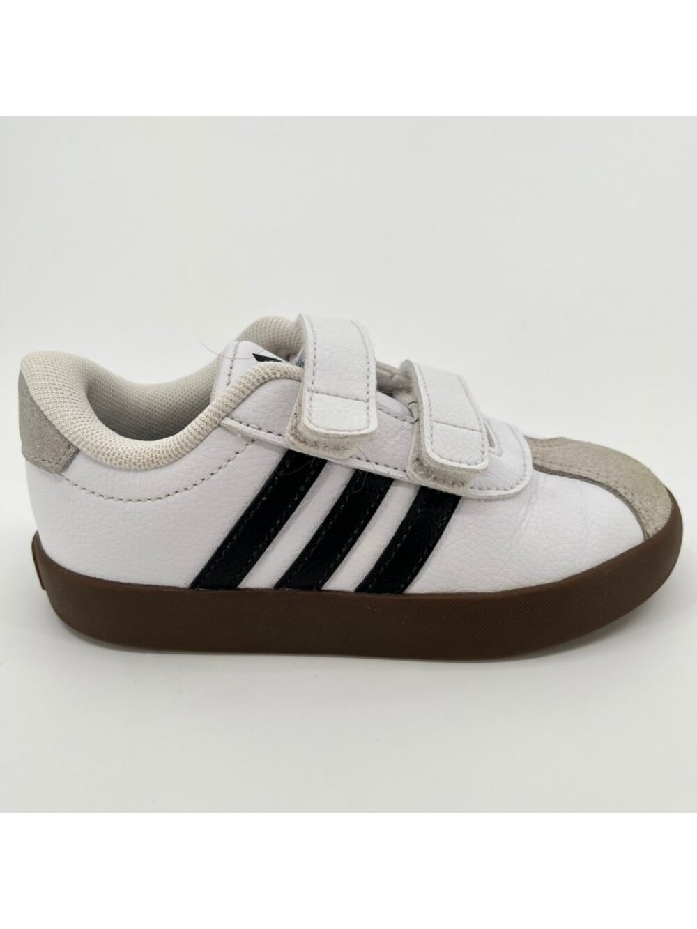 Adidas VL Court 3.0 Boys Size 10K White Black Athletic Leather Shoes Sneakers
